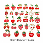 Cherry &amp; Strawberry Enamel Charm Collection（ mixed pack）