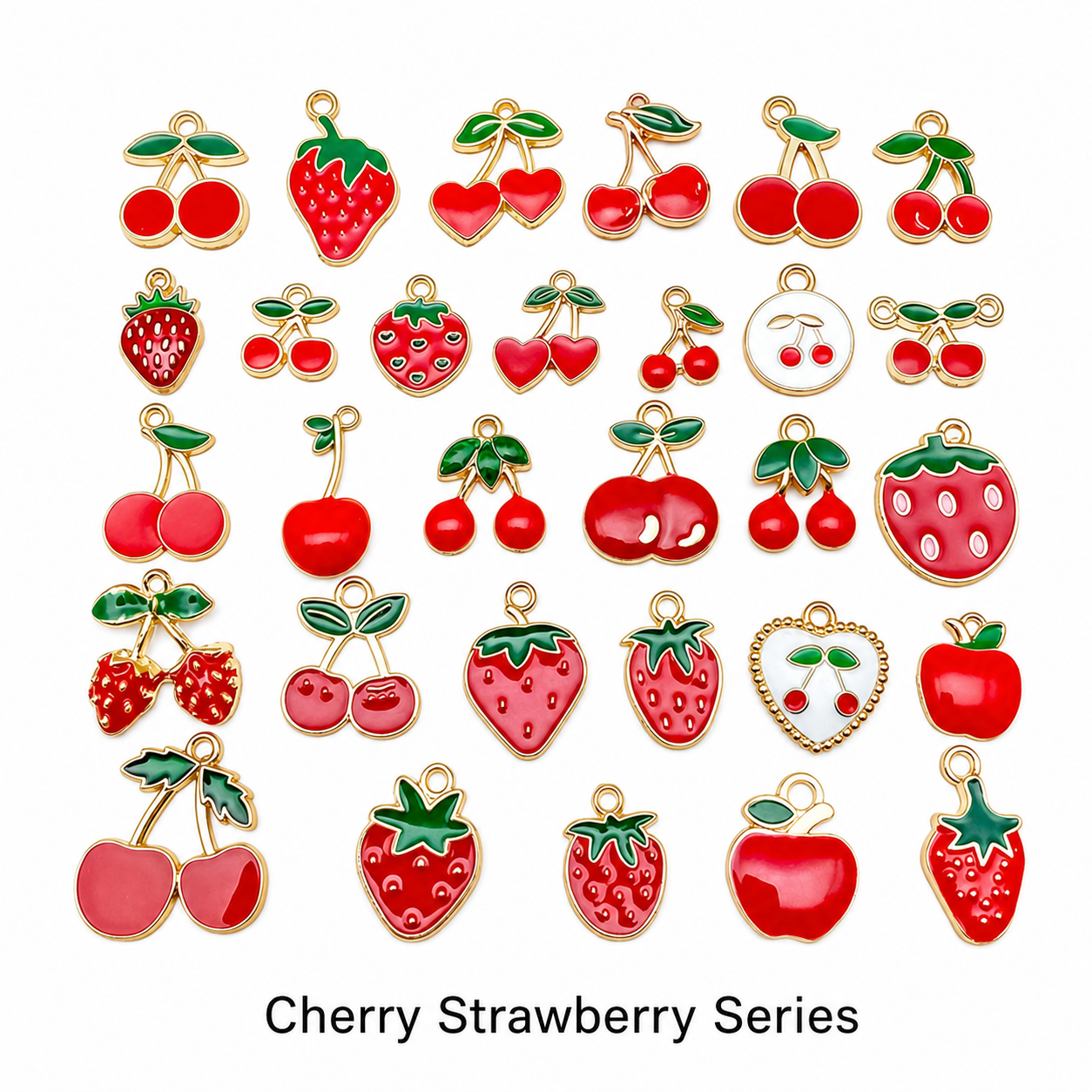 Cherry &amp; Strawberry Enamel Charm Collection（ mixed pack）