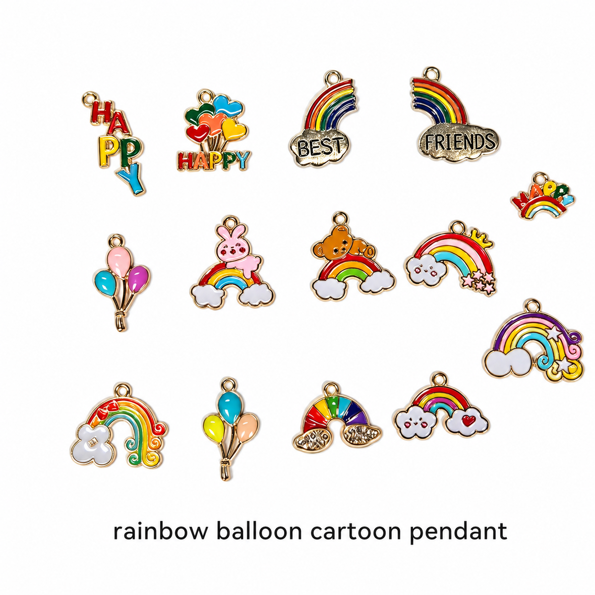 DIY Cartoon Enamel Pendants‑Rainbow & Balloon Collection（ mixed pack）