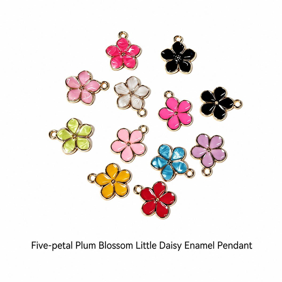 Enamel Floral Charms‑Vibrant Colors &amp; Gold Trim（ mixed pack）