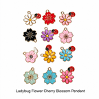 Floral &amp; Ladybug Enamel Charms（ mixed pack）