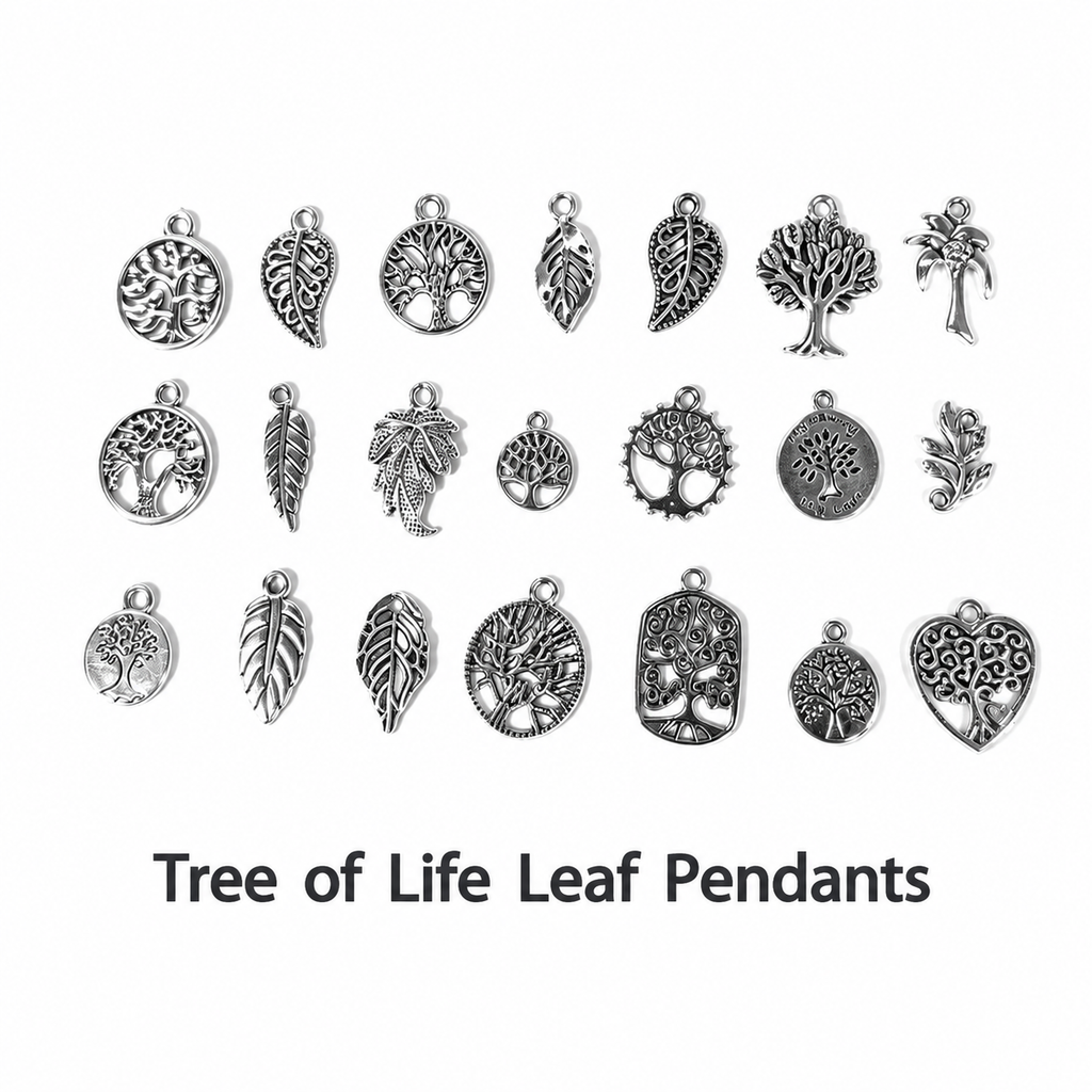 Nature Charms‑Tree of Life & Leaf Vintage Silver Pendants（ mixed pack）
