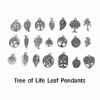 Nature Charms‑Tree of Life & Leaf Vintage Silver Pendants（ mixed pack）