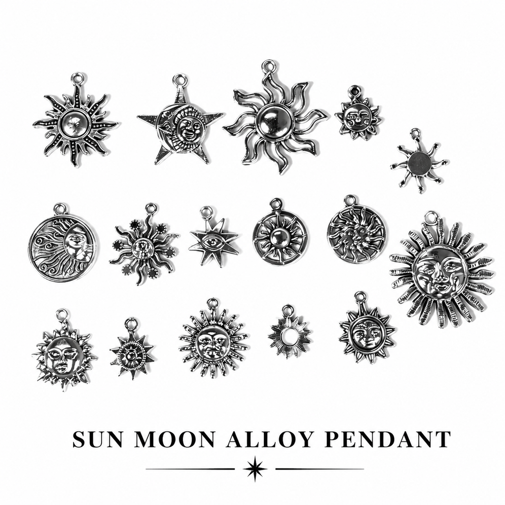 CELESTIAL HARMONY — Sun & Moon Alloy Pendant Charms (mixed pack)