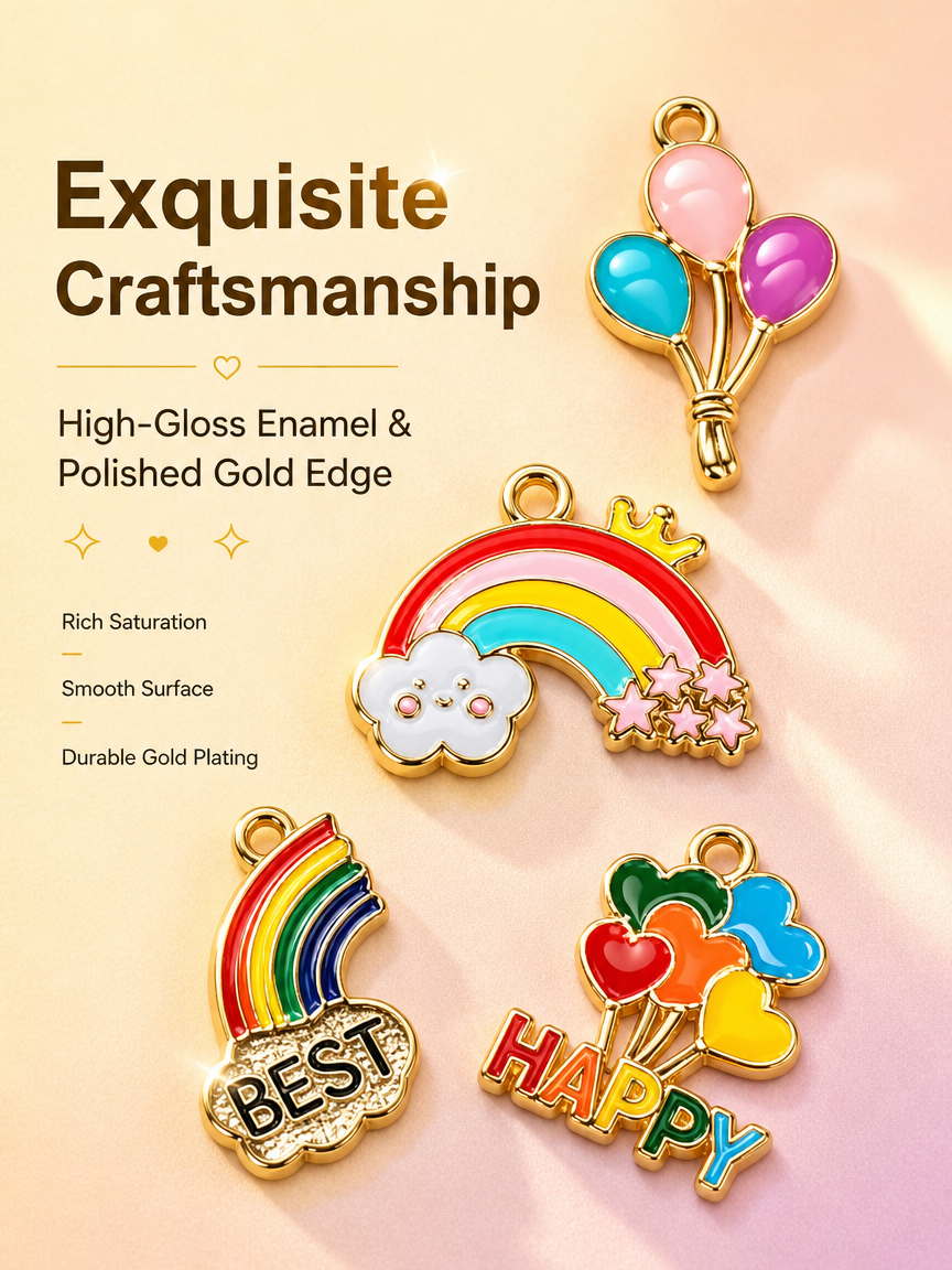 DIY Cartoon Enamel Pendants‑Rainbow & Balloon Collection（ mixed pack）