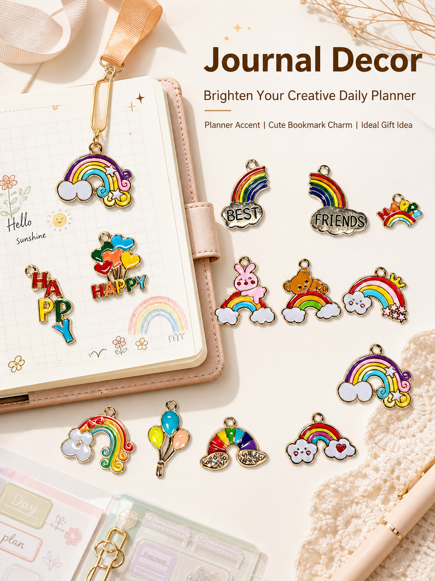 DIY Cartoon Enamel Pendants‑Rainbow & Balloon Collection（ mixed pack）