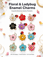 Floral &amp; Ladybug Enamel Charms（ mixed pack）