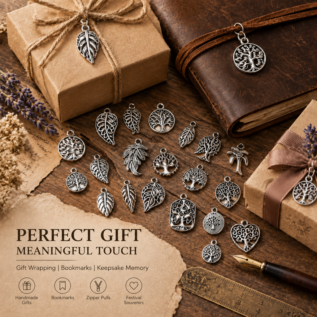 Nature Charms‑Tree of Life & Leaf Vintage Silver Pendants（ mixed pack）