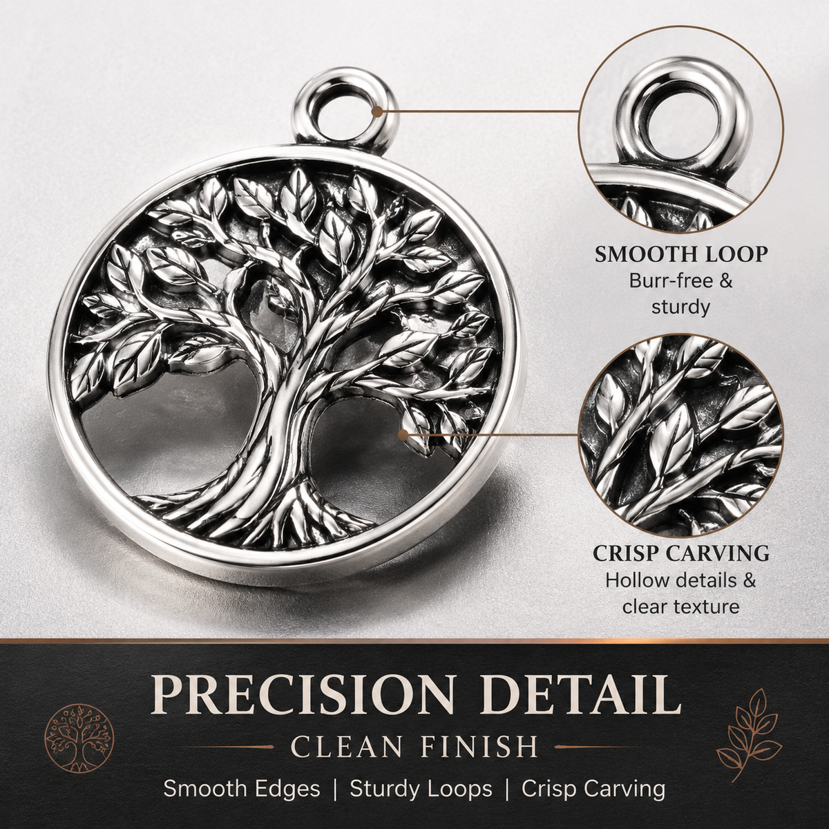 Nature Charms‑Tree of Life & Leaf Vintage Silver Pendants（ mixed pack）