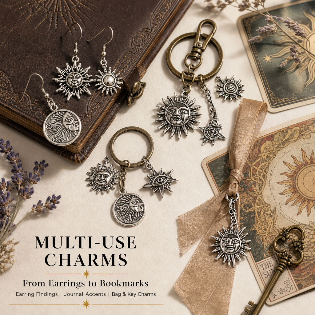 CELESTIAL HARMONY — Sun & Moon Alloy Pendant Charms (mixed pack)