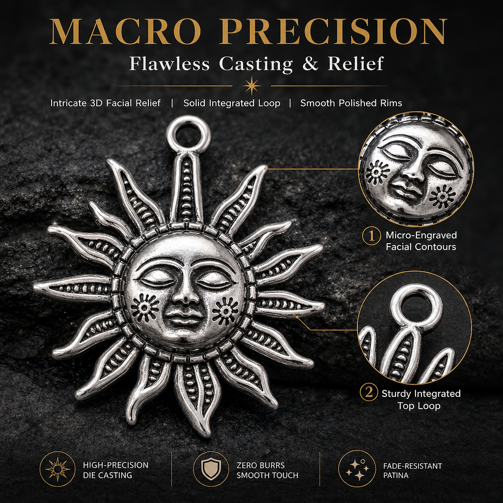 CELESTIAL HARMONY — Sun & Moon Alloy Pendant Charms (mixed pack)