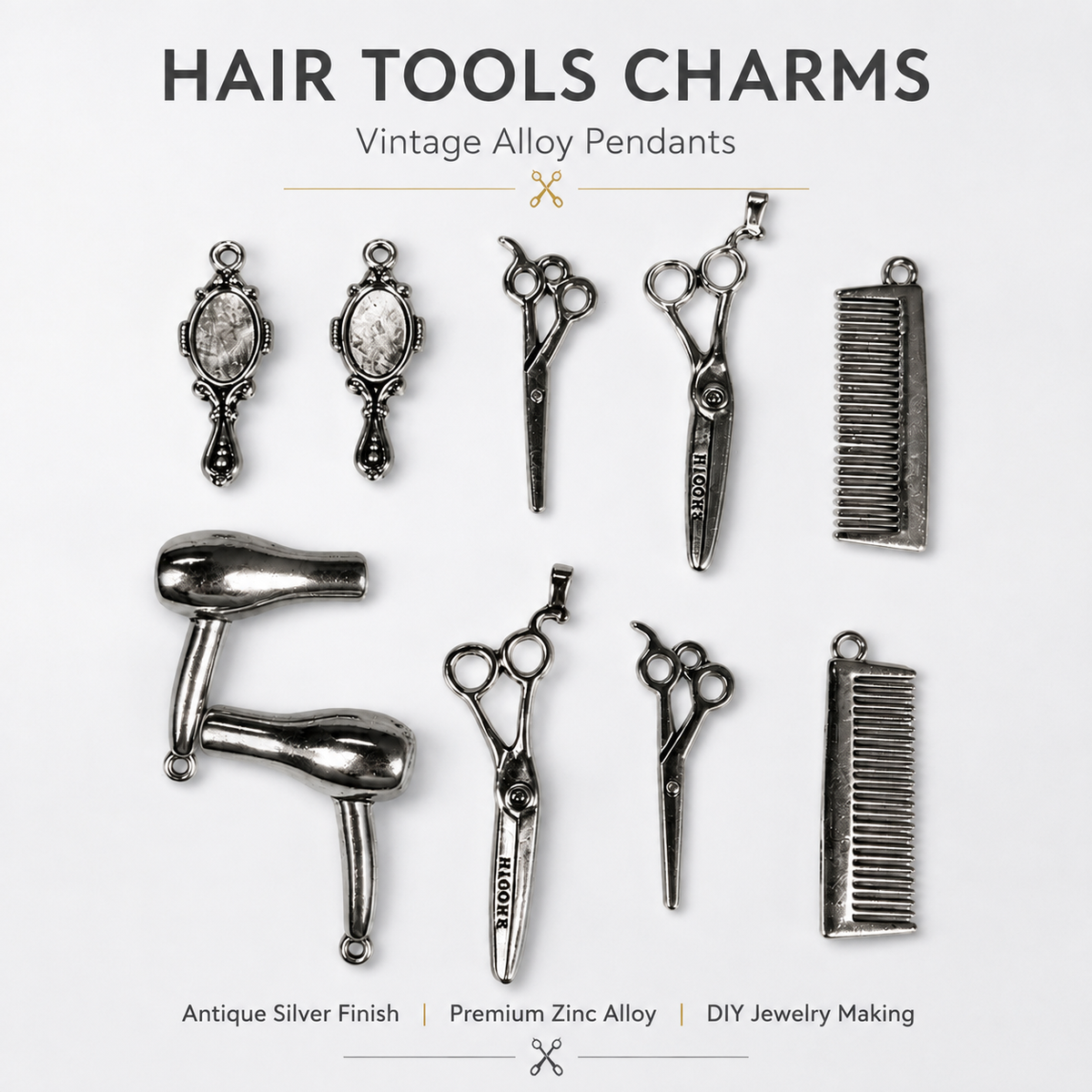 Hair Tools Charms | Vintage Alloy Pendants（ mixed pack）