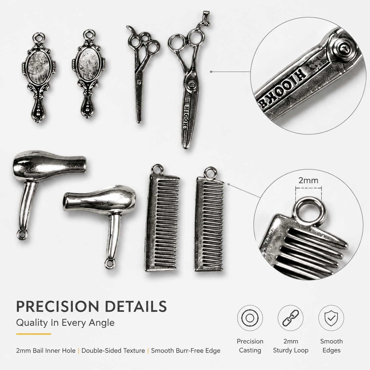 Hair Tools Charms | Vintage Alloy Pendants（ mixed pack）