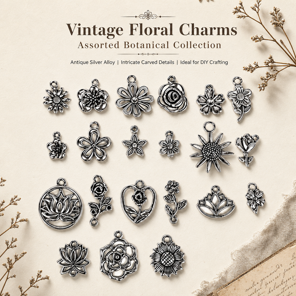 Vintage Floral Charms | Assorted Botanical Collection（ mixed pack）