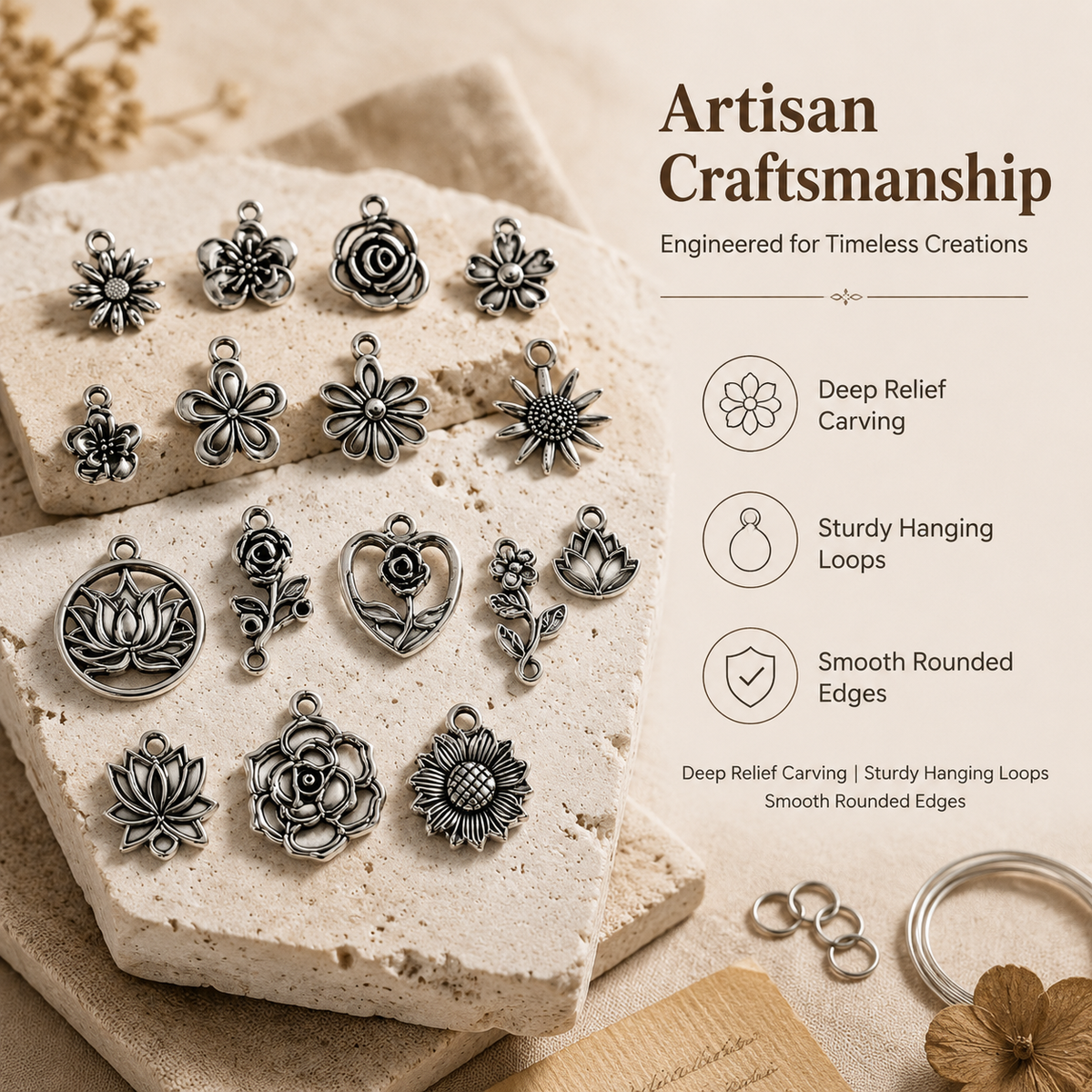 Vintage Floral Charms | Assorted Botanical Collection（ mixed pack）
