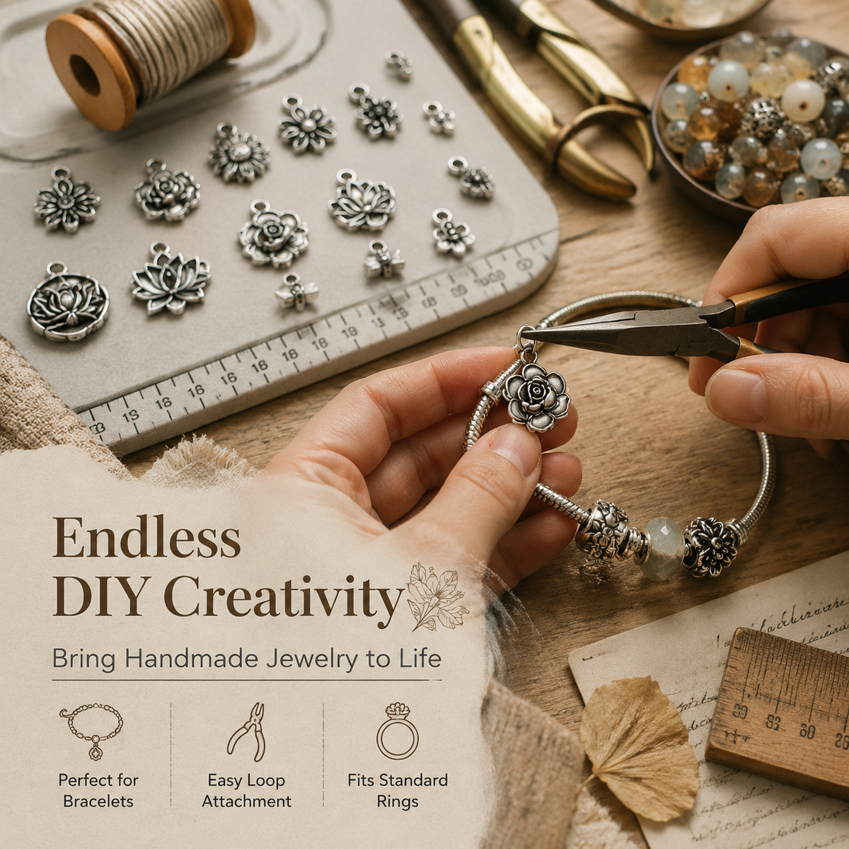 Vintage Floral Charms | Assorted Botanical Collection（ mixed pack）