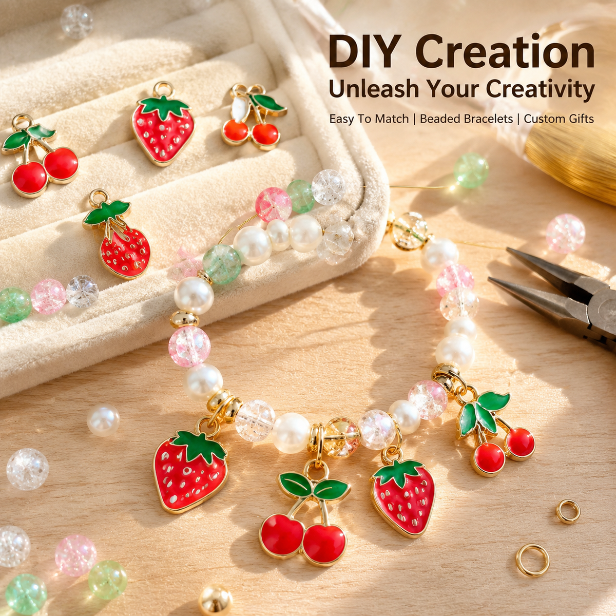 Cherry &amp; Strawberry Enamel Charm Collection（ mixed pack）