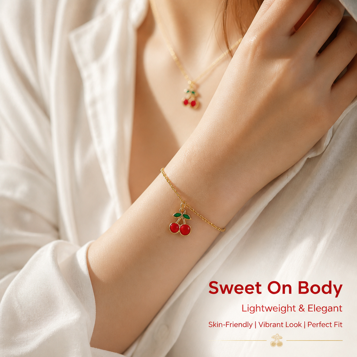 Cherry &amp; Strawberry Enamel Charm Collection（ mixed pack）