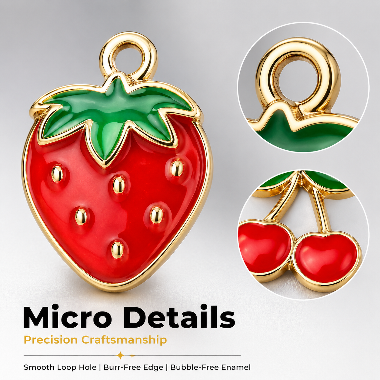Cherry &amp; Strawberry Enamel Charm Collection（ mixed pack）