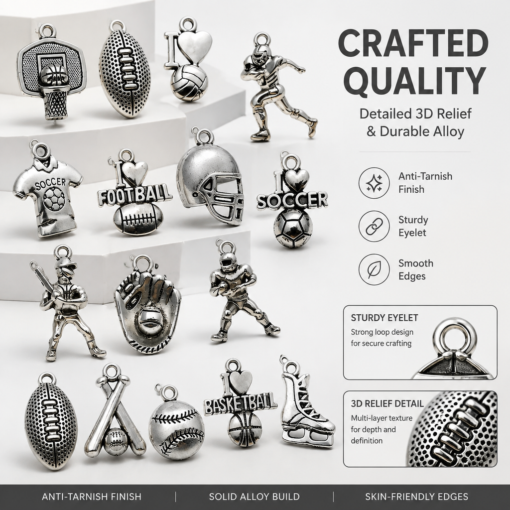 SPORTS CHARMS-Vintage Silver DIY Collection (mixed pack)