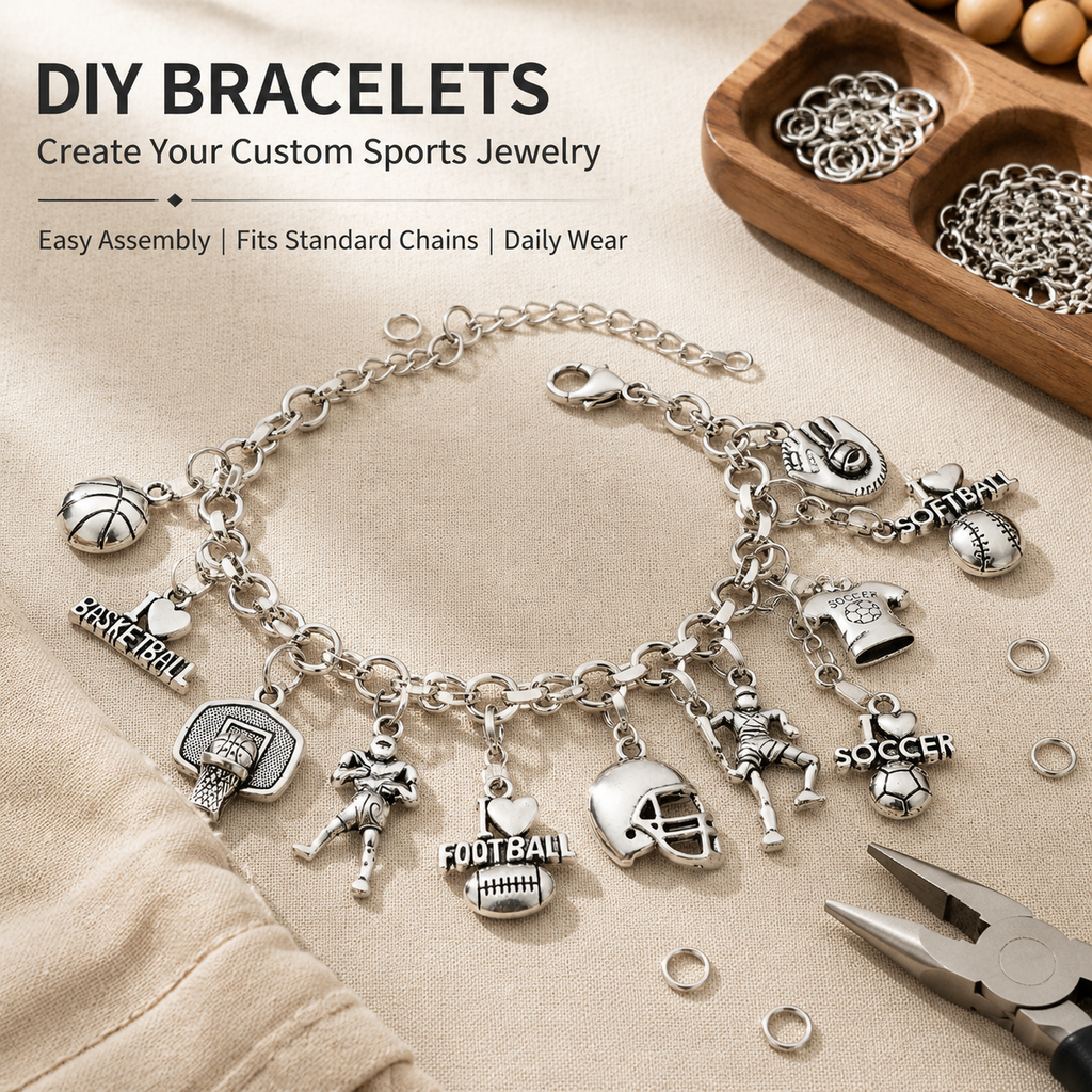 SPORTS CHARMS-Vintage Silver DIY Collection (mixed pack)