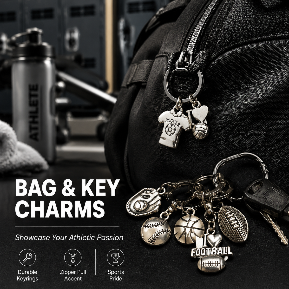 SPORTS CHARMS‑Vintage Silver DIY Collection（ mixed pack）