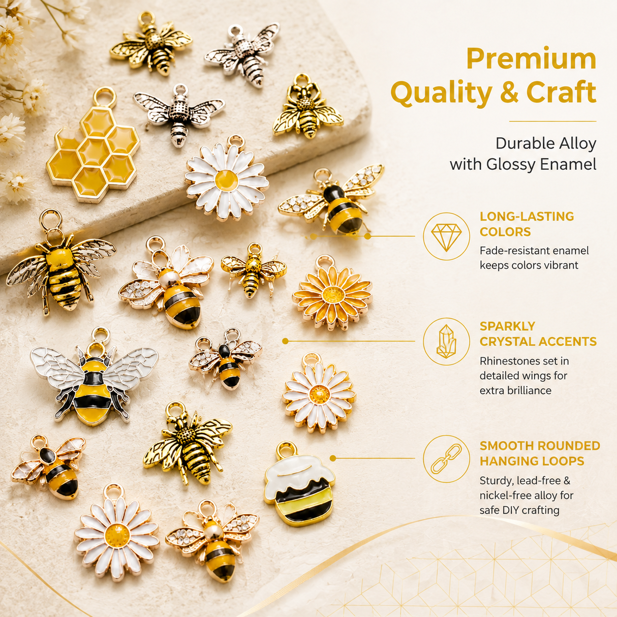 Bee Daisy Charm Collection (mixed pack)