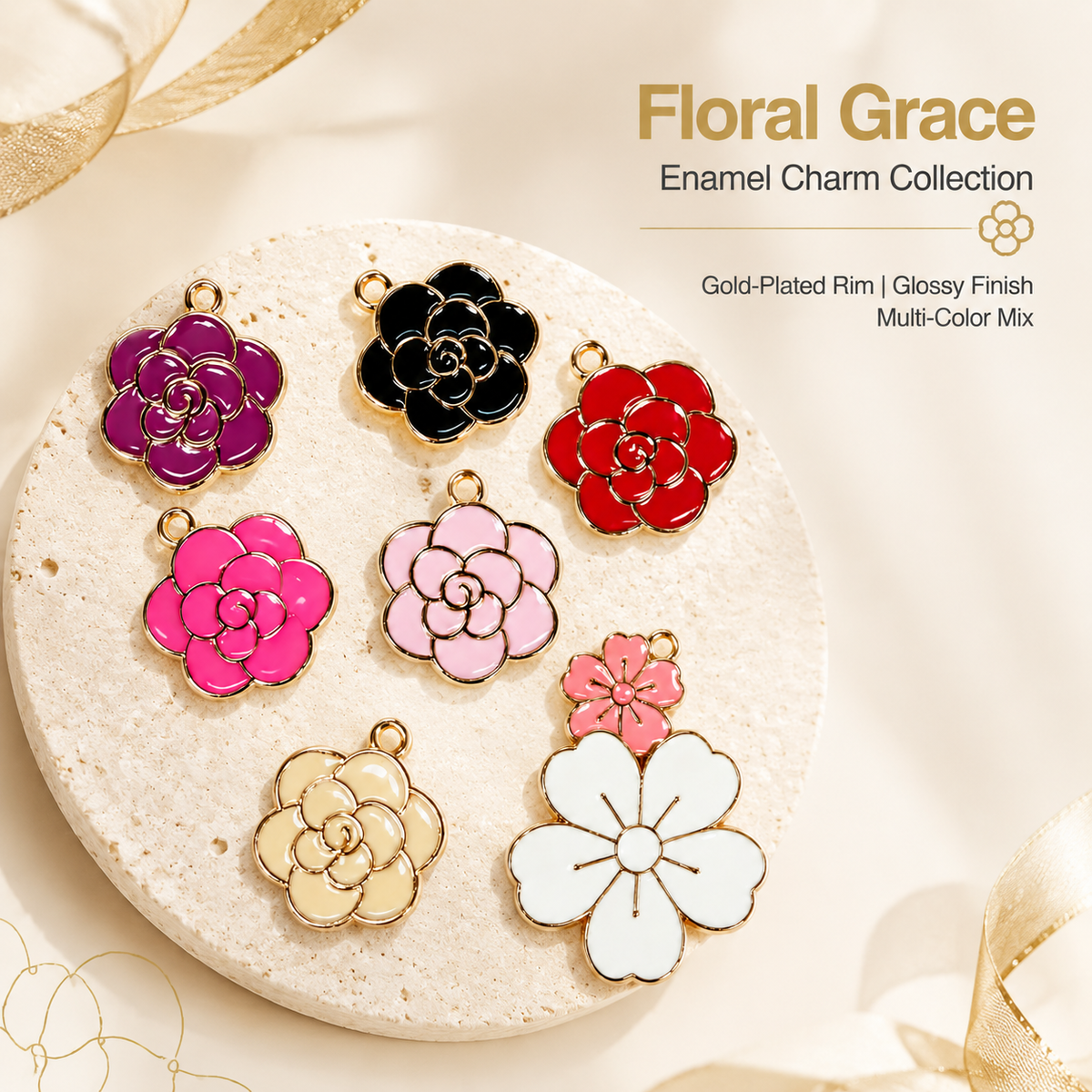 Floral Grace Enamel Charm Collection（ mixed pack）