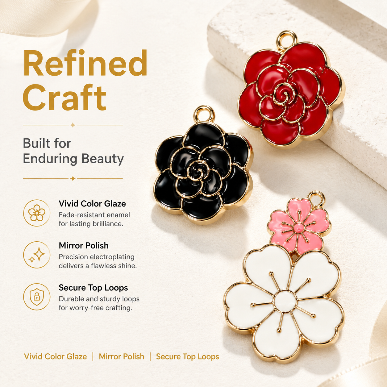 Floral Grace Enamel Charm Collection（ mixed pack）