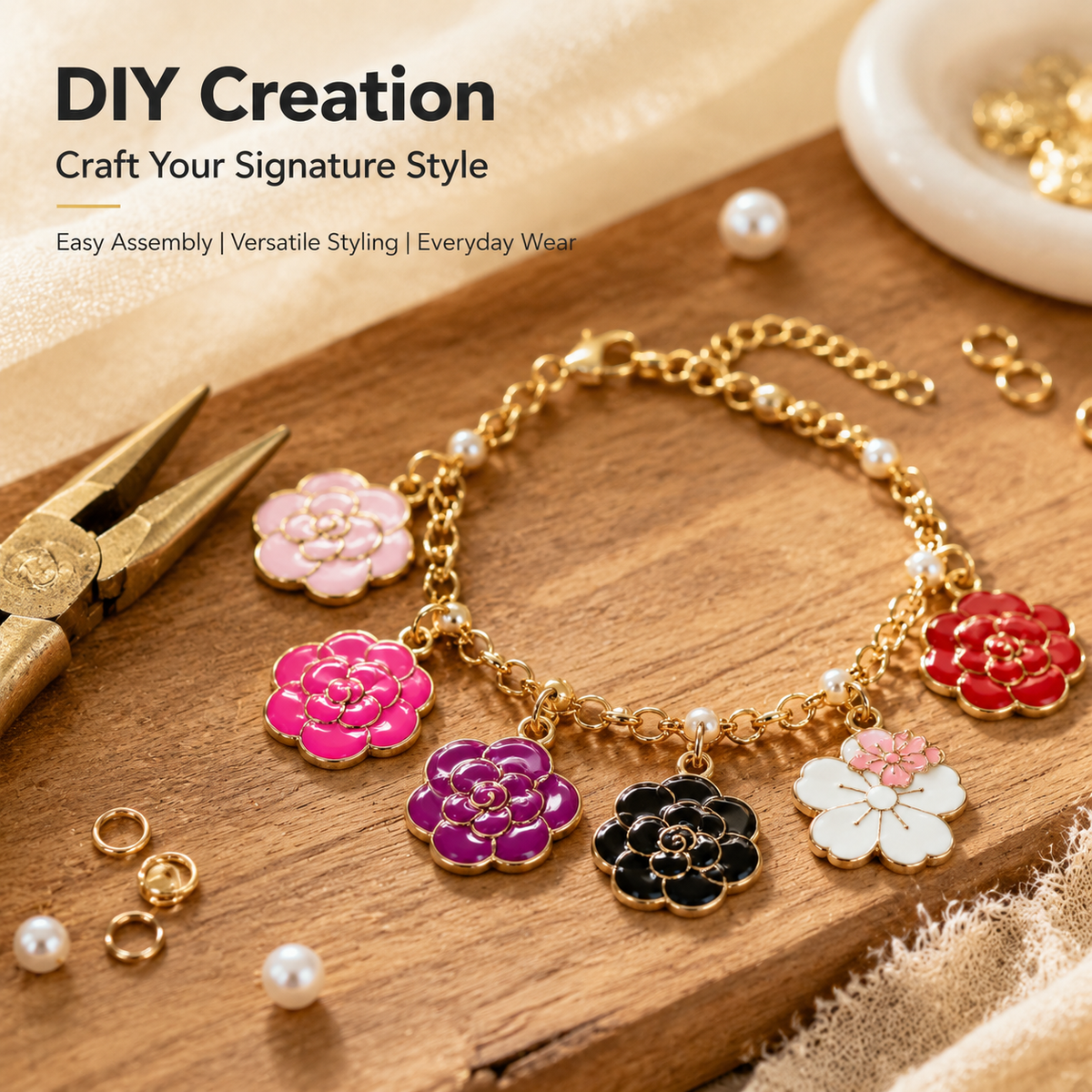 Floral Grace Enamel Charm Collection（ mixed pack）