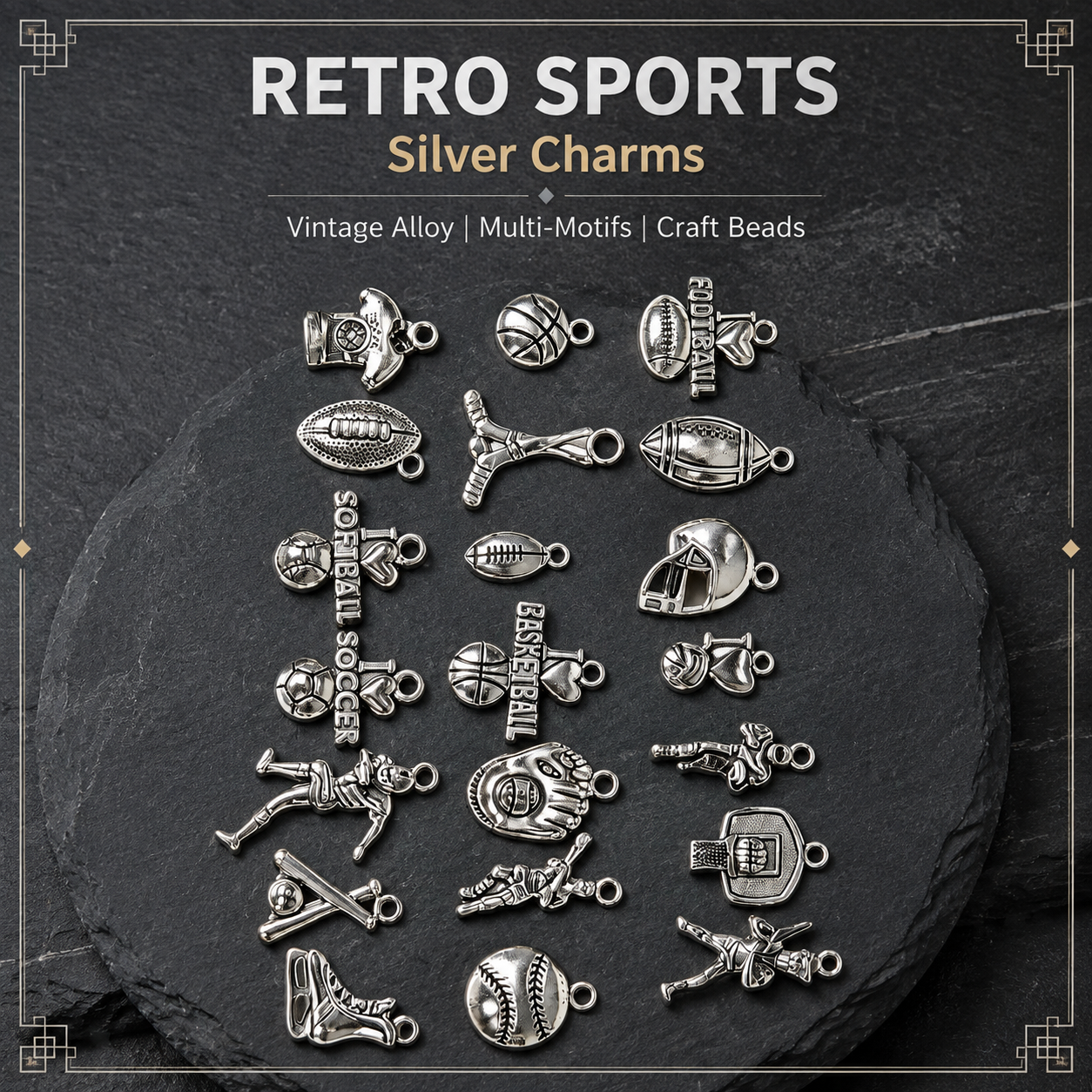 RETRO SPORTS Silver Charms（ mixed pack）