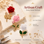 Flocked Rose‑Vintage Charm Pendants（ mixed pack）