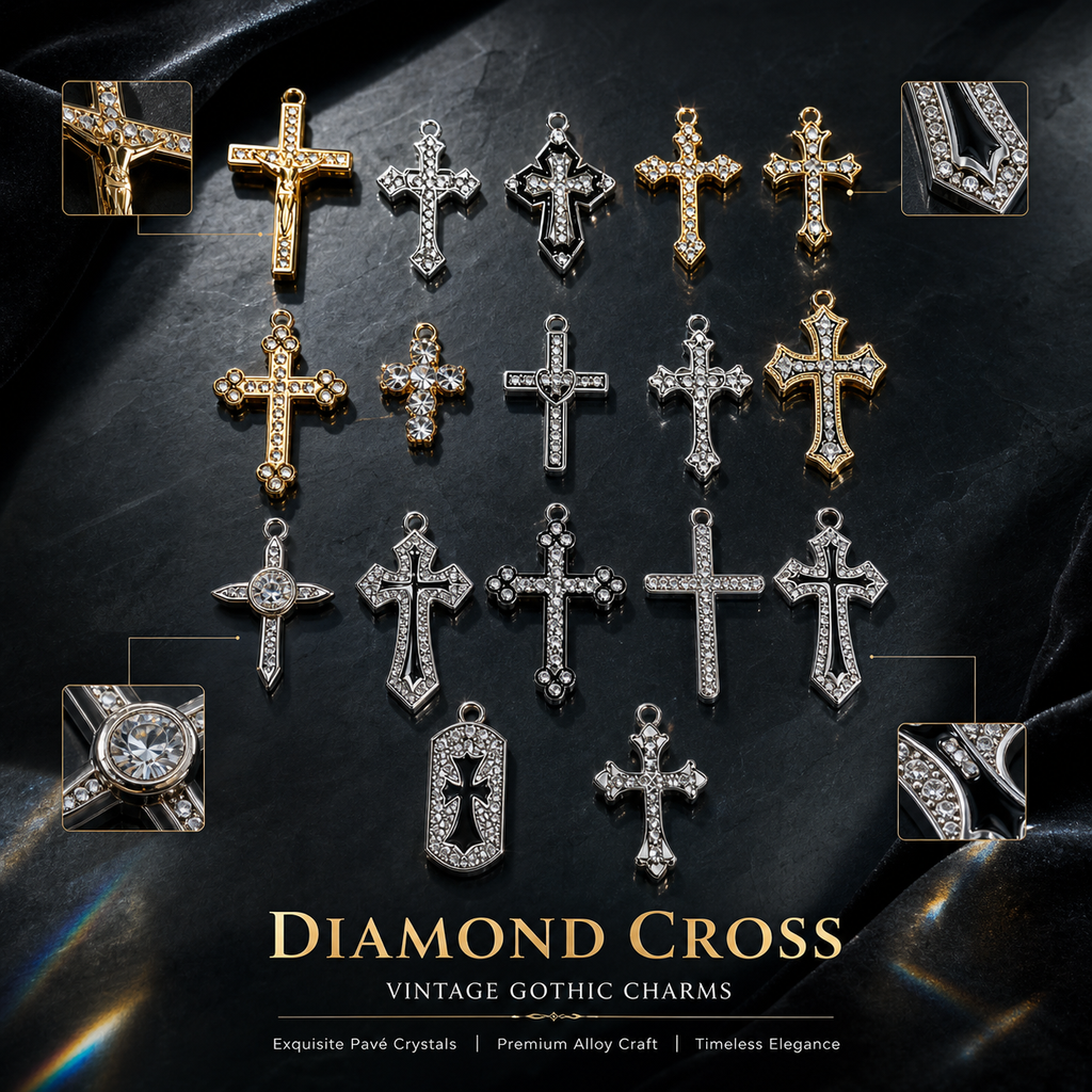 DIAMOND CROSS‑Vintage Gothic Charms（ mixed pack）