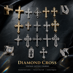 DIAMOND CROSS‑Vintage Gothic Charms（ mixed pack）