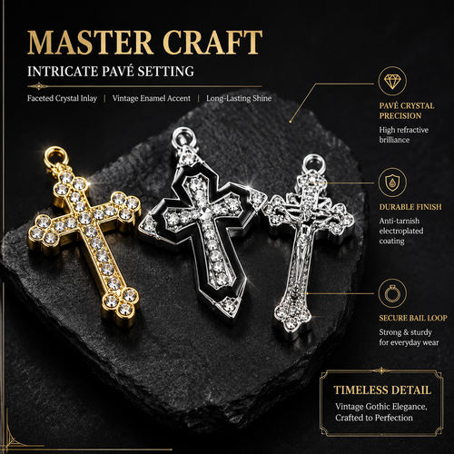 DIAMOND CROSS‑Vintage Gothic Charms（ mixed pack）