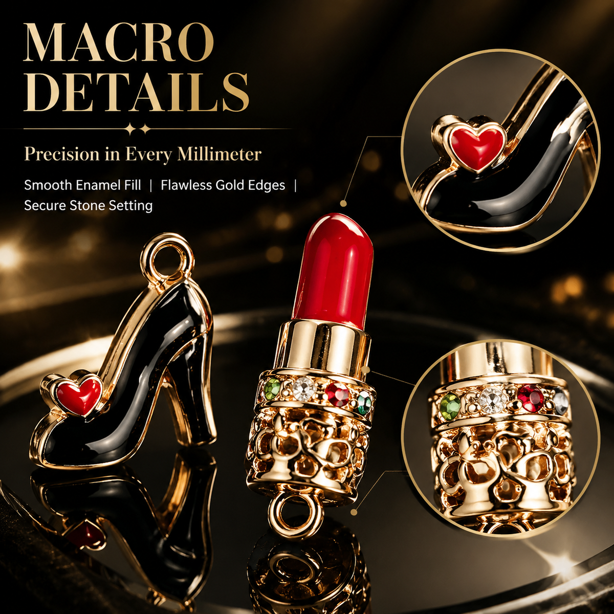 FASHION CHARMS - Chic Enamel &amp; Crystal Pendants（ mixed pack）
