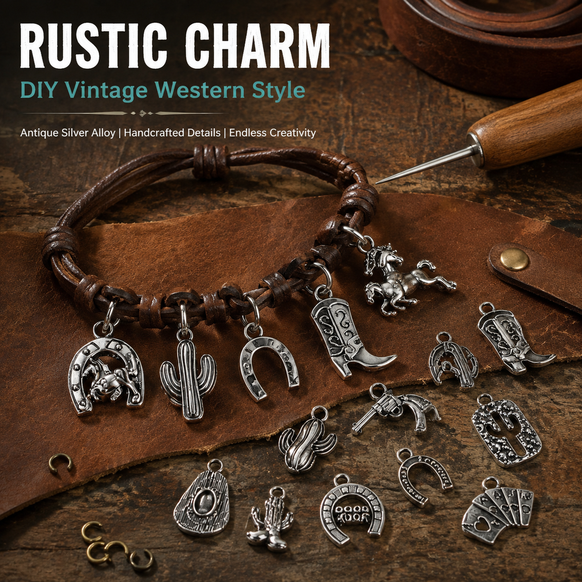 WESTERN CHARM SET‑Vintage Cowboy Style Pendants（ mixed pack）