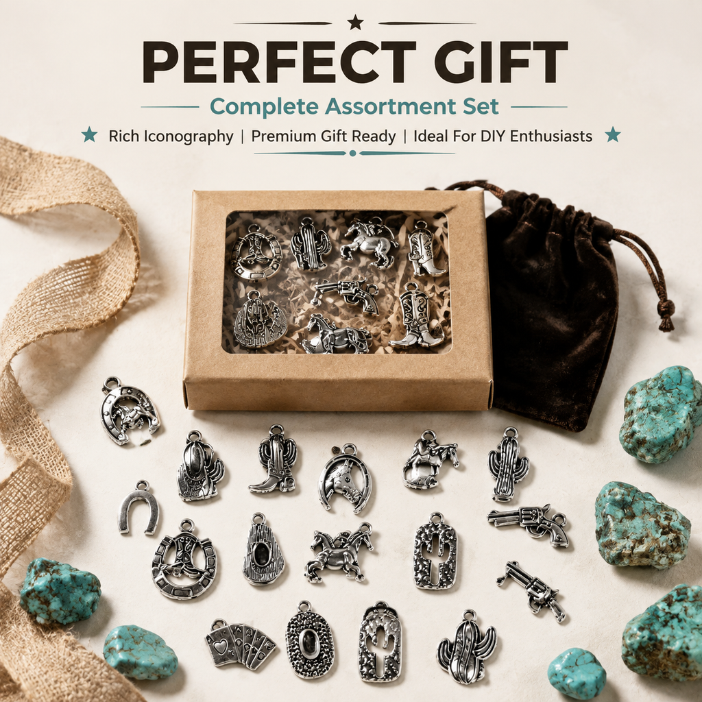 WESTERN CHARM SET‑Vintage Cowboy Style Pendants（ mixed pack）