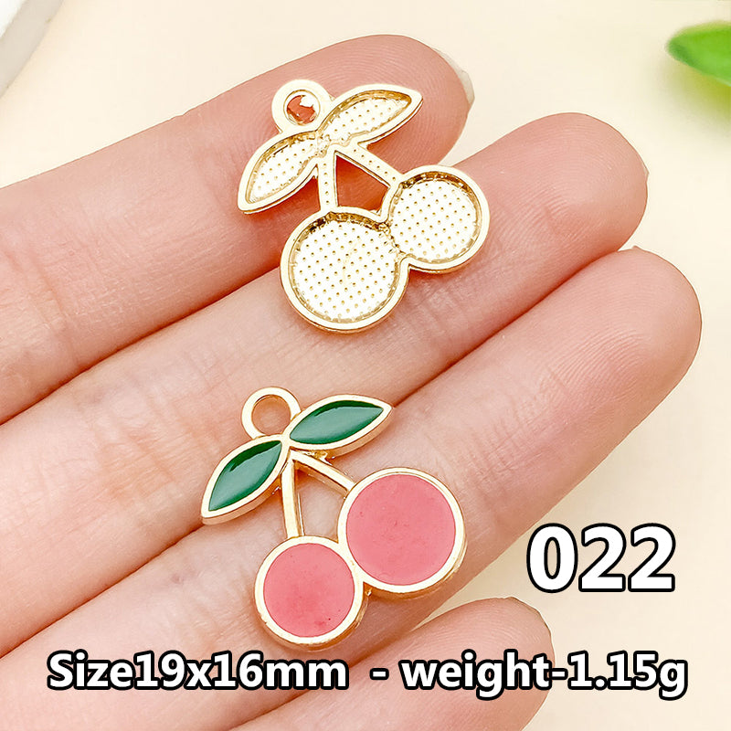 Cherry &amp; Strawberry Enamel Charm Collection（ mixed pack）