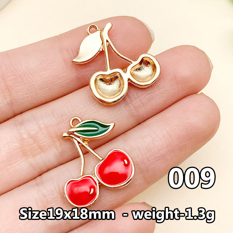 Cherry &amp; Strawberry Enamel Charm Collection（ mixed pack）