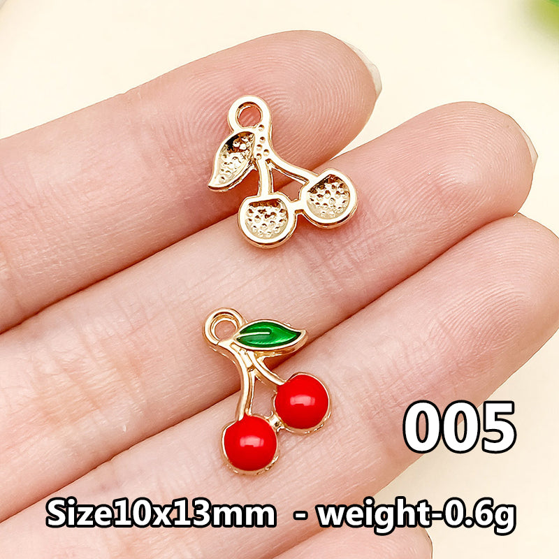 Cherry &amp; Strawberry Enamel Charm Collection（ mixed pack）
