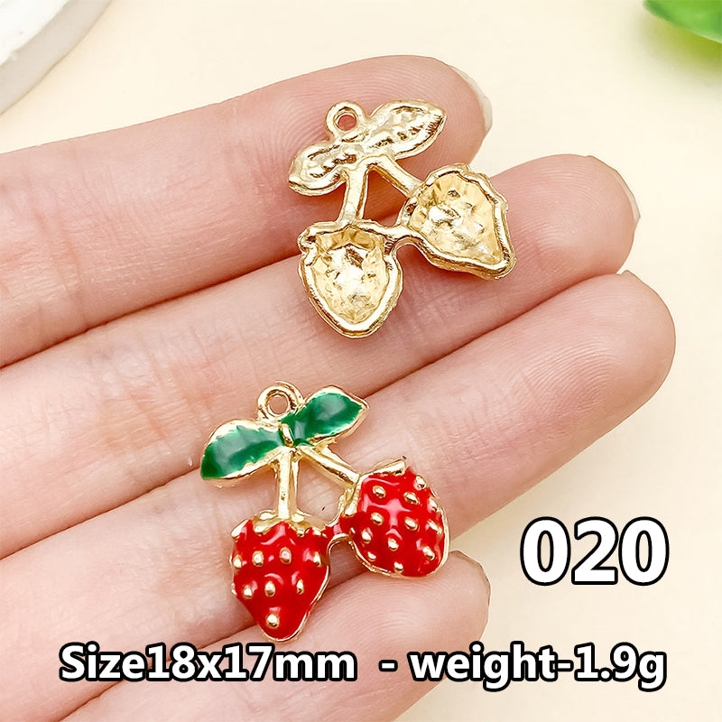 Cherry &amp; Strawberry Enamel Charm Collection（ mixed pack）