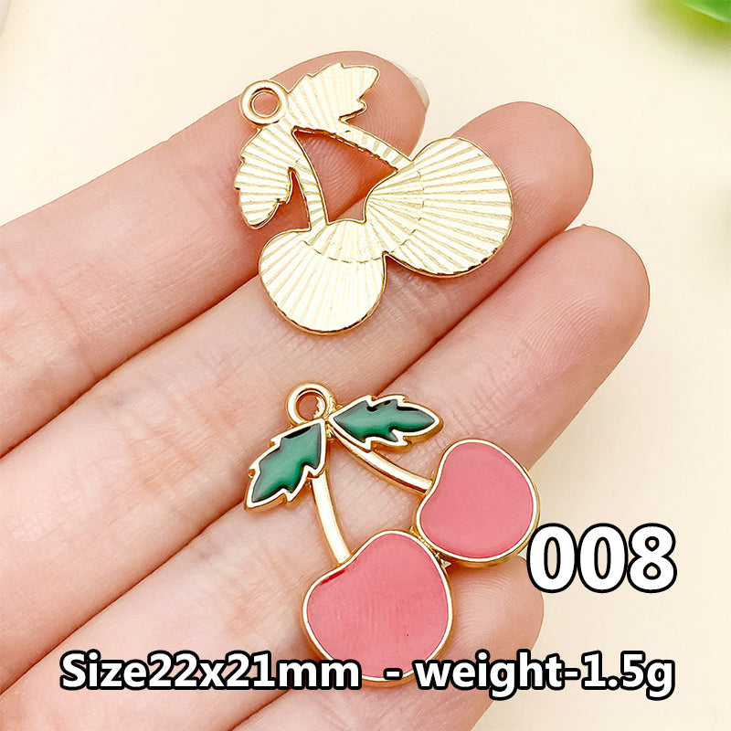 Cherry &amp; Strawberry Enamel Charm Collection（ mixed pack）