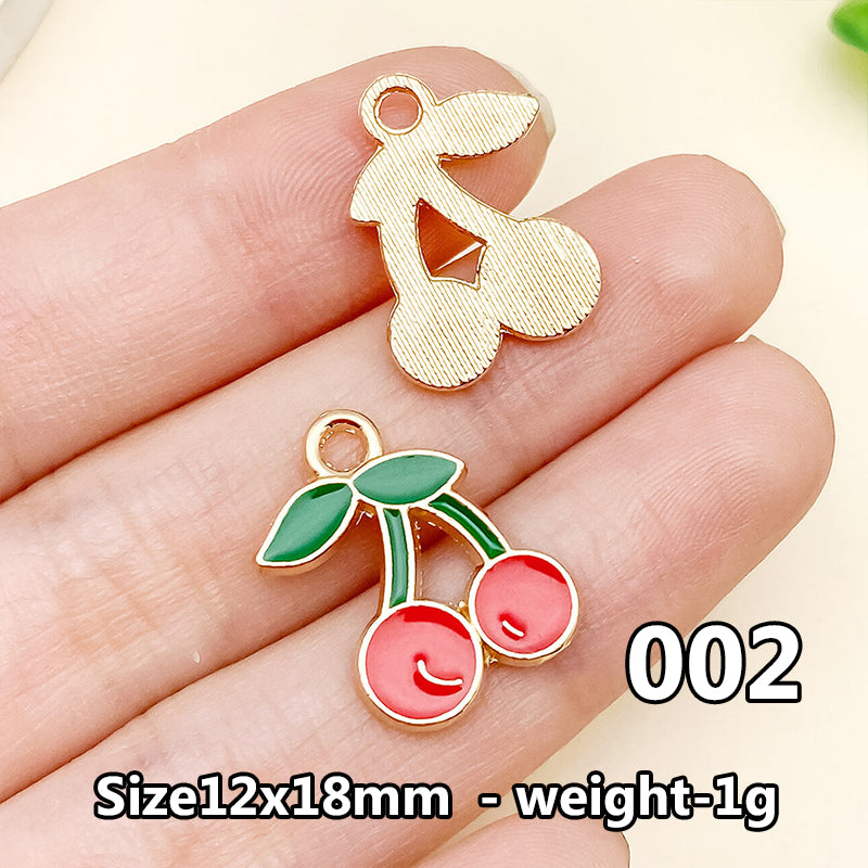 Cherry &amp; Strawberry Enamel Charm Collection（ mixed pack）