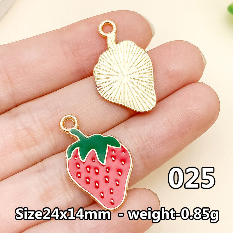 Cherry &amp; Strawberry Enamel Charm Collection（ mixed pack）