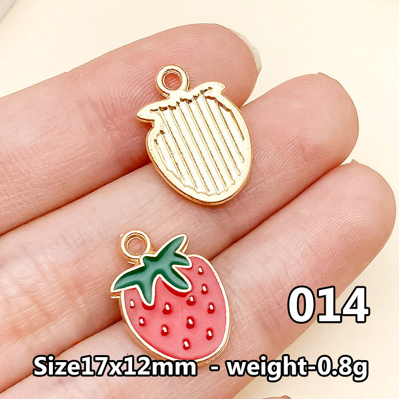 Cherry &amp; Strawberry Enamel Charm Collection（ mixed pack）