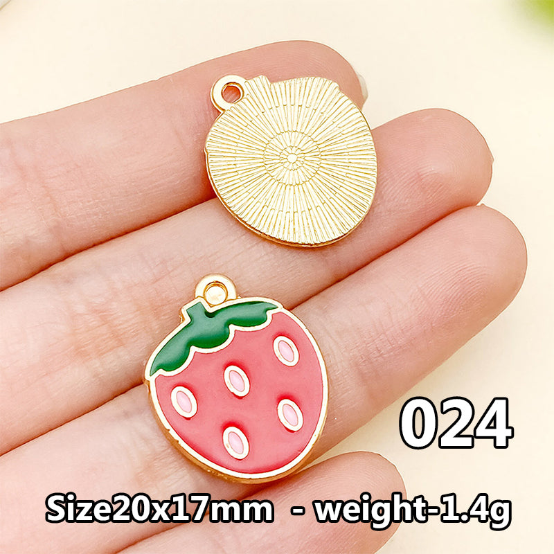 Cherry &amp; Strawberry Enamel Charm Collection（ mixed pack）