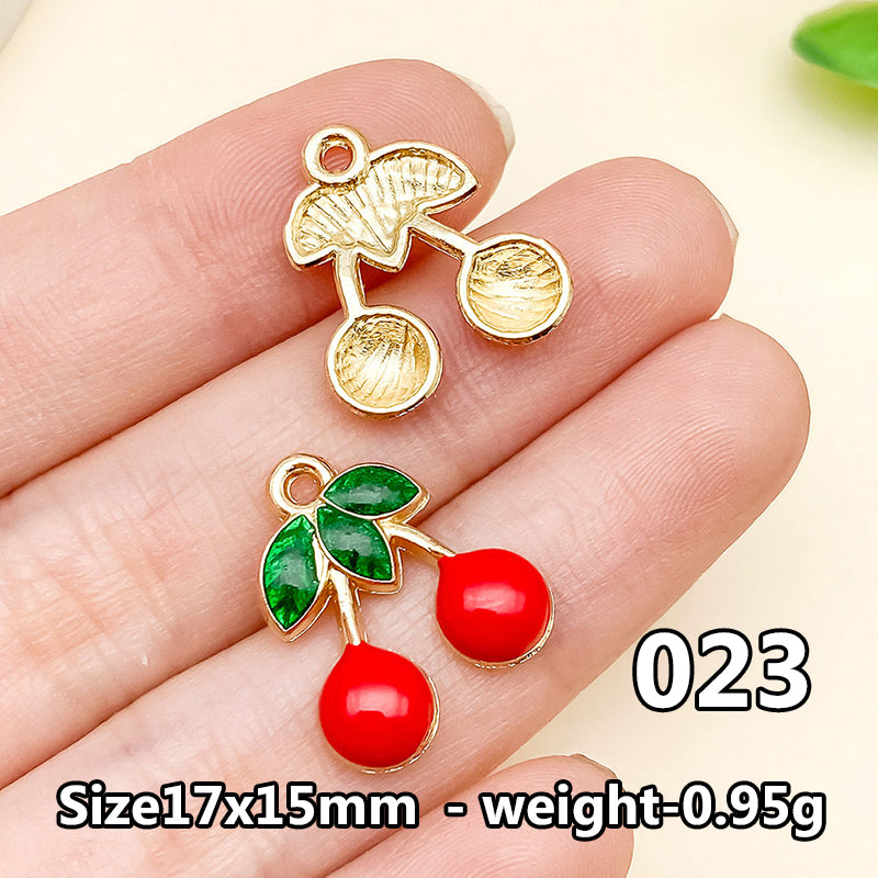 Cherry &amp; Strawberry Enamel Charm Collection（ mixed pack）