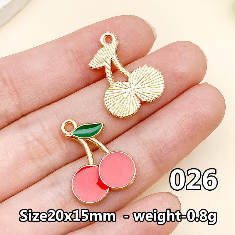 Cherry &amp; Strawberry Enamel Charm Collection（ mixed pack）