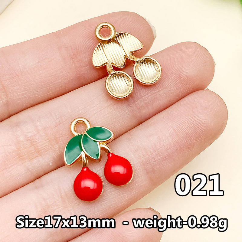 Cherry &amp; Strawberry Enamel Charm Collection（ mixed pack）